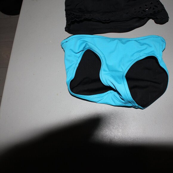 Blue & Black 2 Pcs Justice Bikini Swimsuit Size 7 - Picture 7 of 13